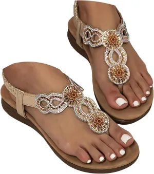 Sandals Women Lace Straps Elegant Open Toe Womens Sandals Dressy Summer Walking Beach Womens Flat Dress Shoes White