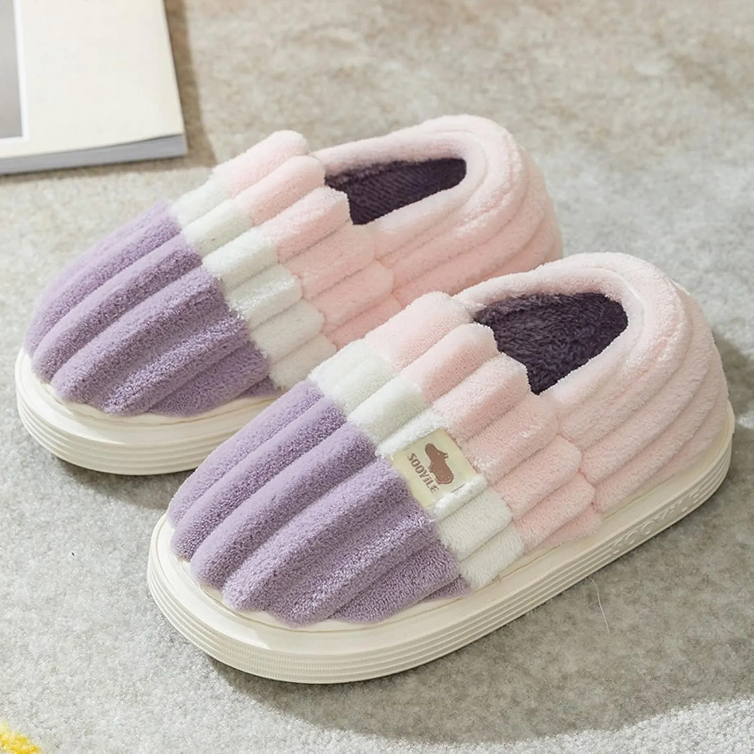 SBGMoSJ Kawaii Fuzzy Cute Cow Slippers for Women Winter Comfy Slippers Cute House Slippers for Women Hotel Slippers for Women Christmas Window Clings Gifts for Men 2023