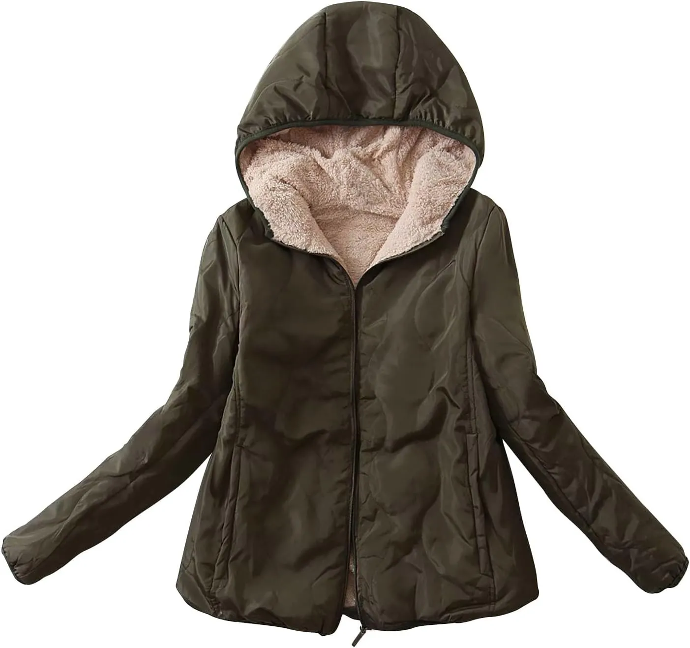 Sherpa Jackets Women Fleece Lined Winter Coats Hooded Puffer Jackets Thicken Quilted Lightweight Jackets Down Coats