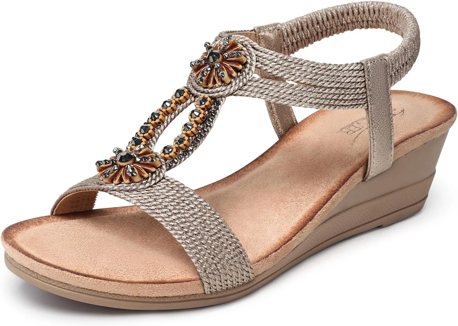 SHIBEVER Wedge Sandals for Women 2025: Comfortable Open Toe Ankle Strap Womens Sandals Dressy Summer Beach Walking Low Wedge & Platform Shoes 11