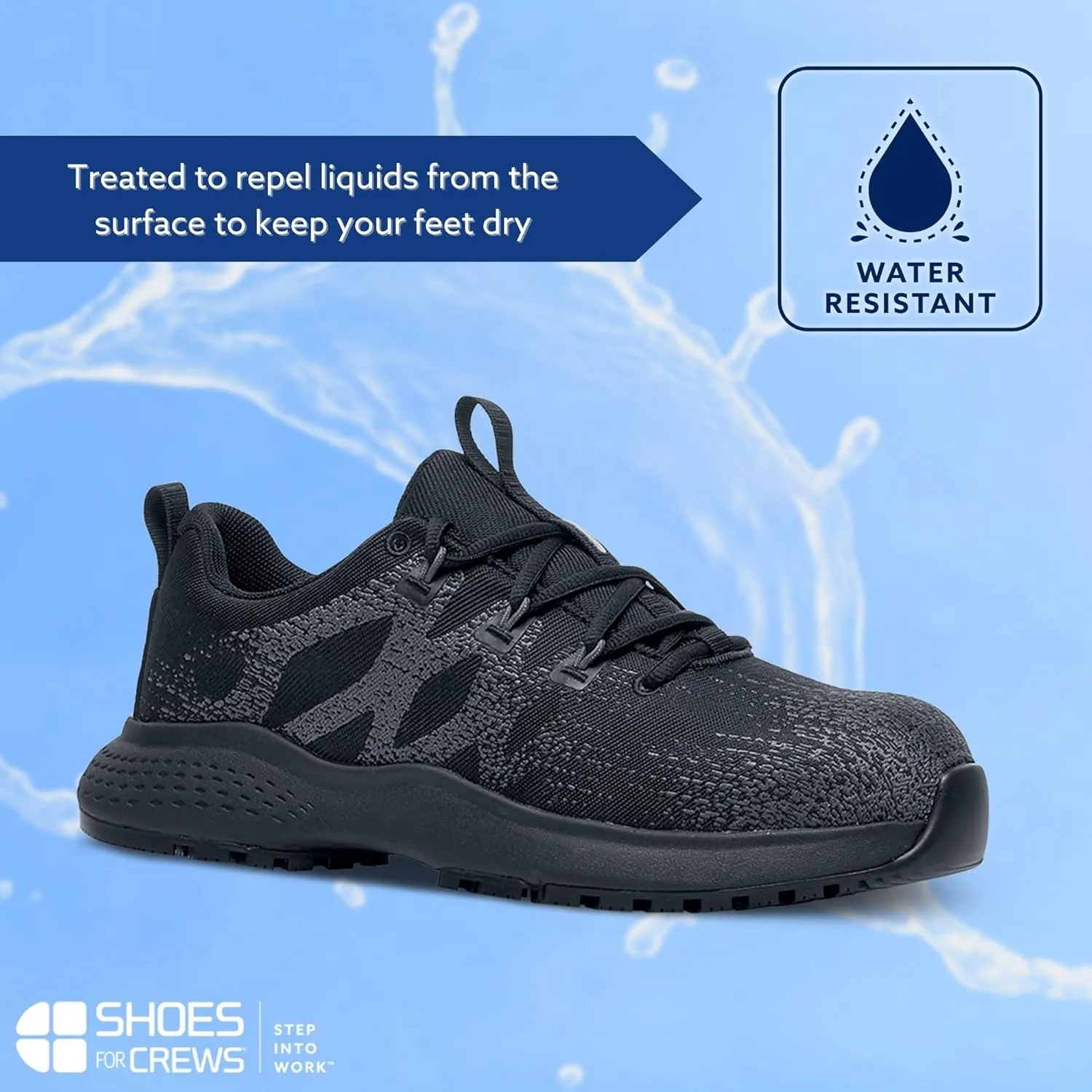 Shoes for Crews Heather II, Women's Nano Composite Toe (NCT) Work Shoes, Slip Resistant, Water Resistant, Black, Size 7.5 Wide