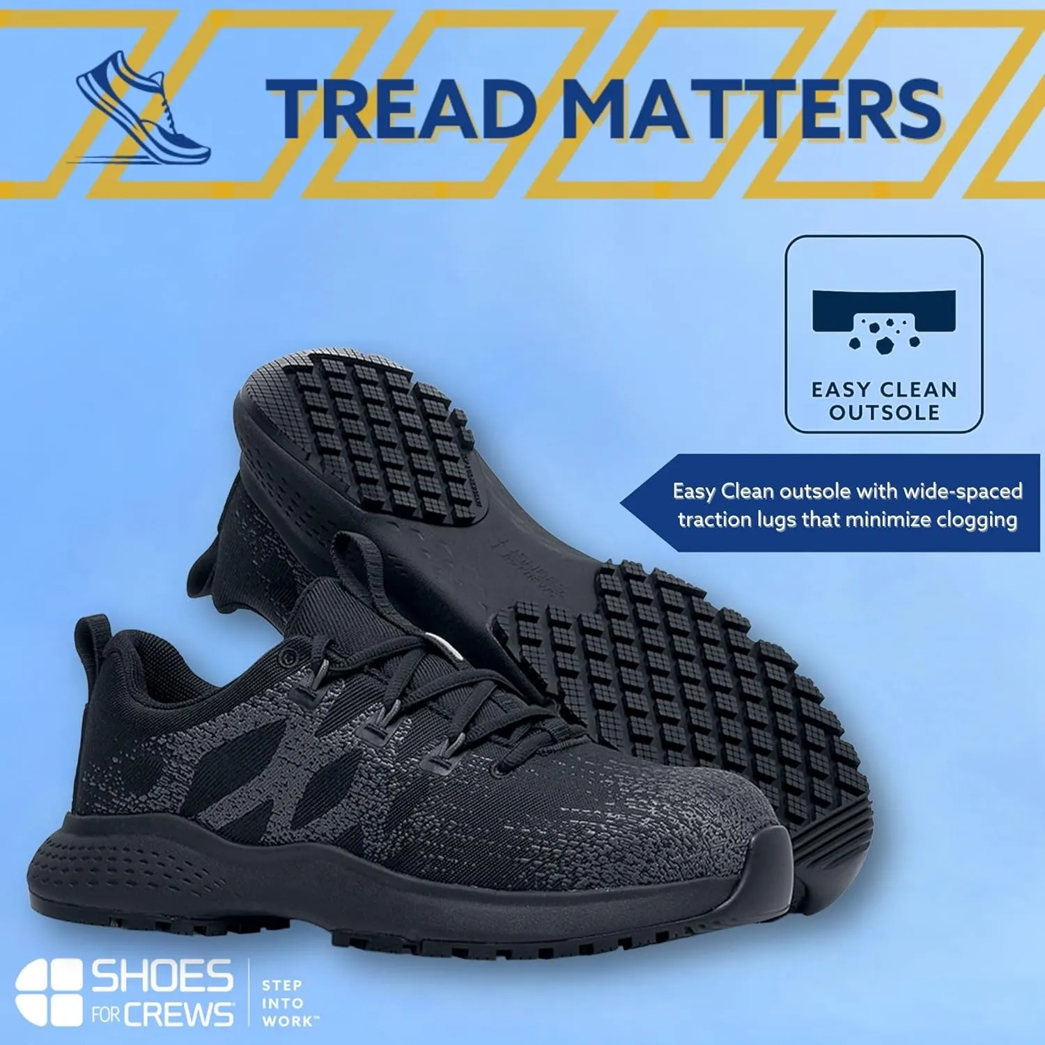 Shoes for Crews Heather II, Women's Nano Composite Toe (NCT) Work Shoes, Slip Resistant, Water Resistant, Black, Size 7.5 Wide