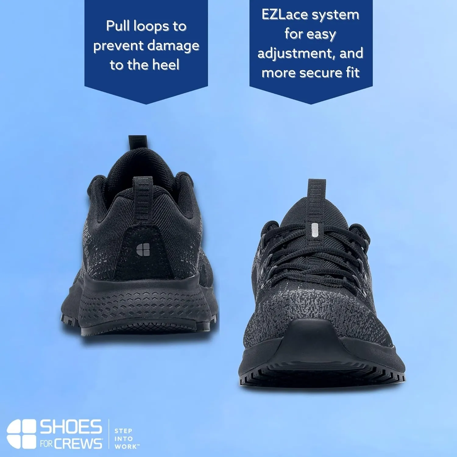 Shoes for Crews Heather II, Women's Nano Composite Toe (NCT) Work Shoes, Slip Resistant, Water Resistant, Black, Size 7.5 Wide