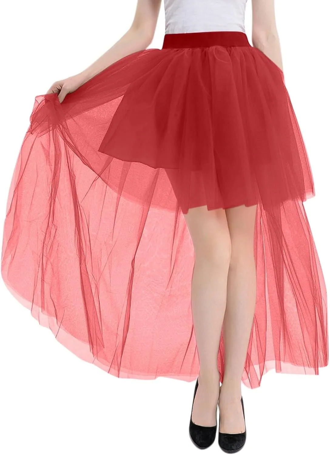 Skirts for Women Trendy Sheer High Elastic Waist Lightweight Dance Pleated Mesh Skirts for Summer Vacation Clothes