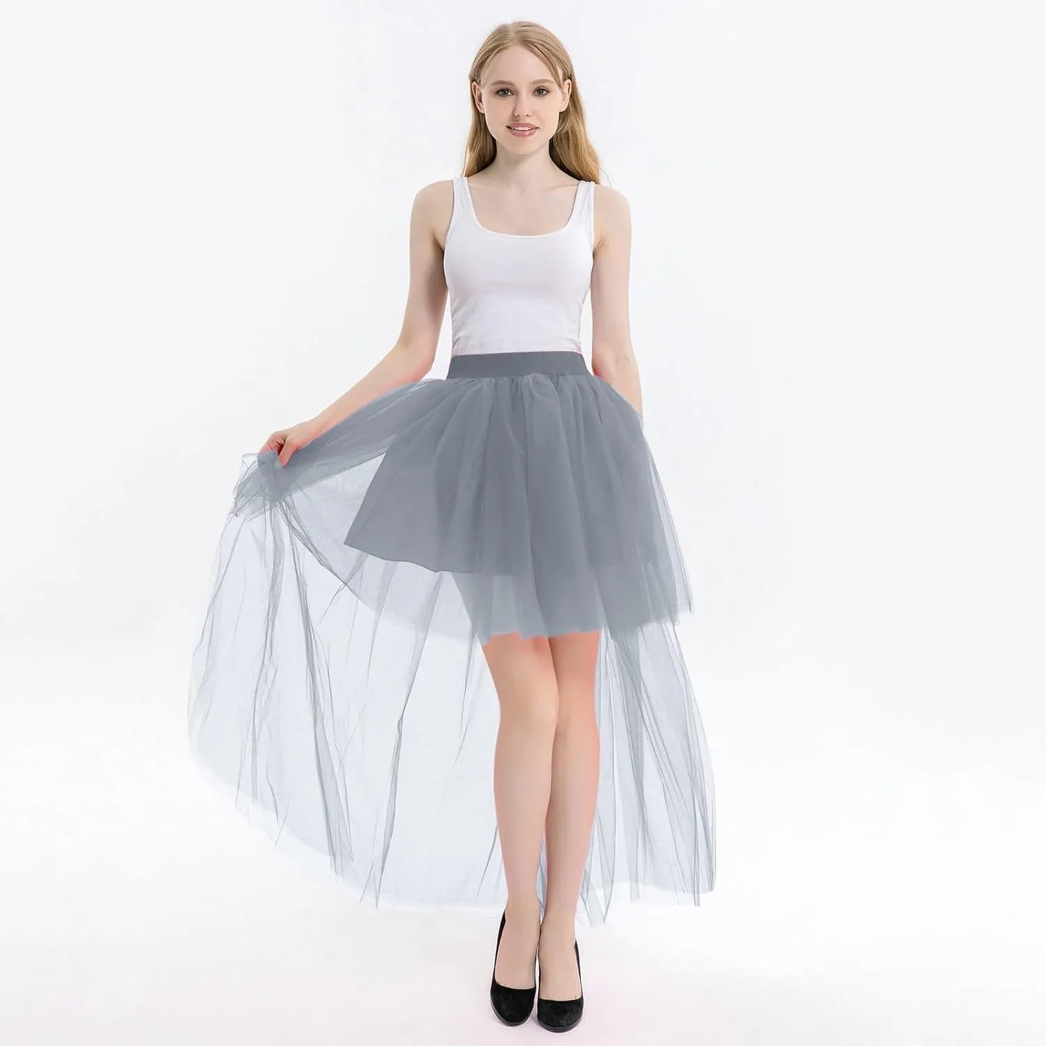 Skirts for Women Trendy Sheer High Elastic Waist Lightweight Dance Pleated Mesh Skirts for Summer Vacation Clothes