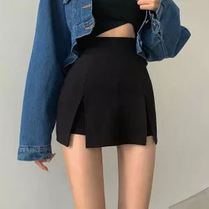 Skirts Women Black Split Office Ladies Elastic High Waist Elegant Slim