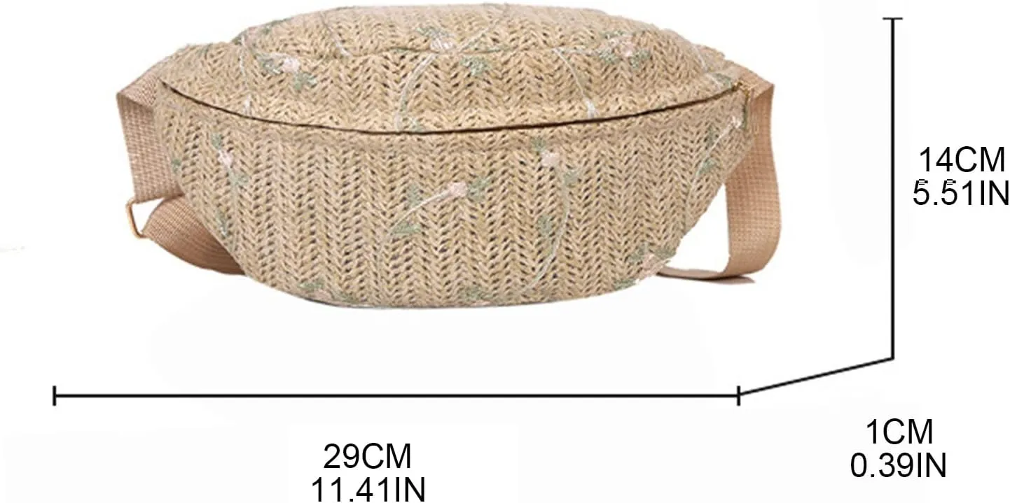 Straw Bag Beach Women Waist Pack Purse Casual Large Belt Bags Pouch Travel Phone Bag Fanny Packs Hip Pockets