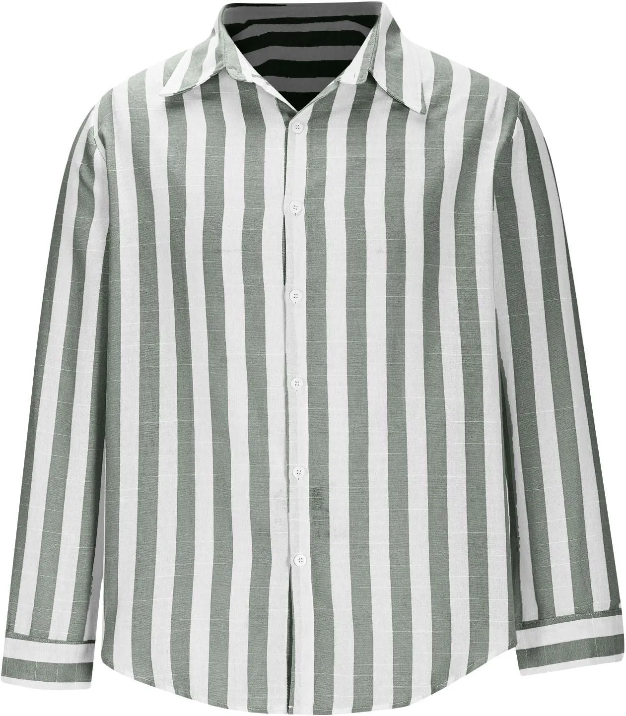 Striped Color Block Shirts for Men Casual Long Sleeve Button Down Shirts Loose Summer Beach Collared Top