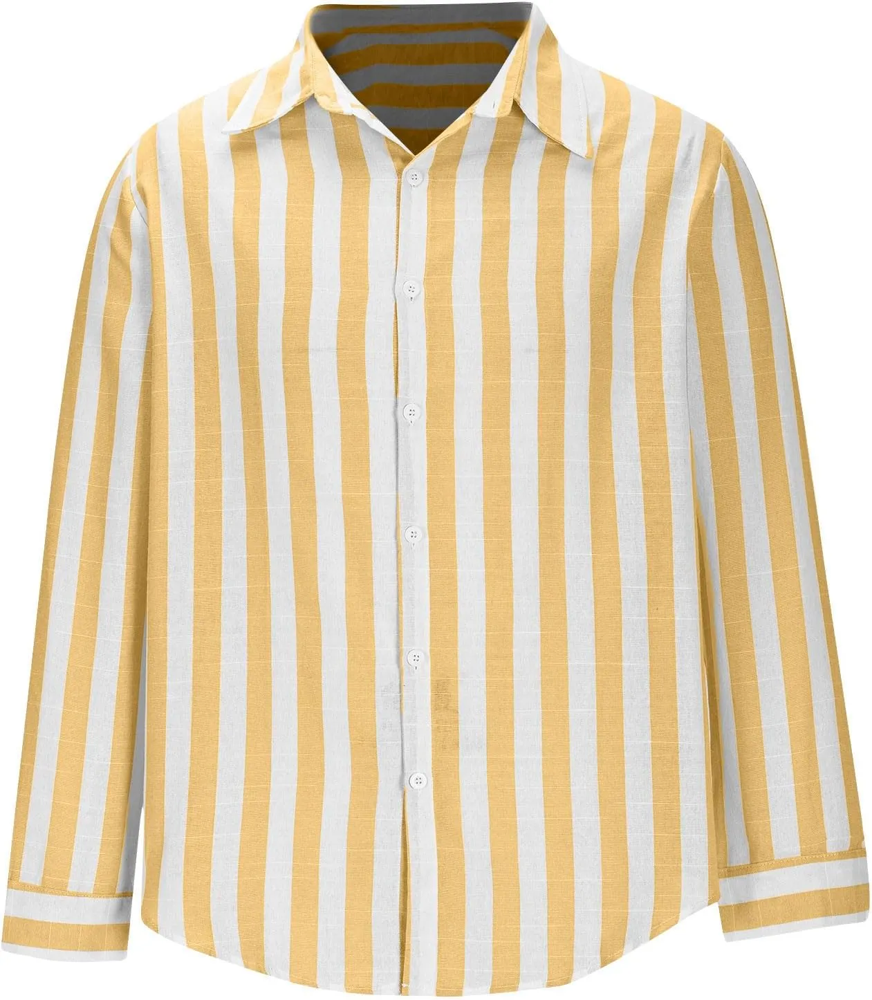 Striped Color Block Shirts for Men Casual Long Sleeve Button Down Shirts Loose Summer Beach Collared Top