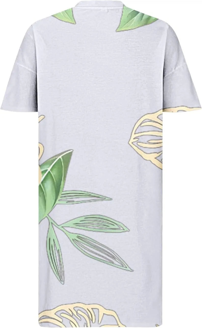Summer Dress for Curvy Women Loose Short Sleeve Dress Casual V Neck Dress with Pockets Spring Wedding Guest Dresses