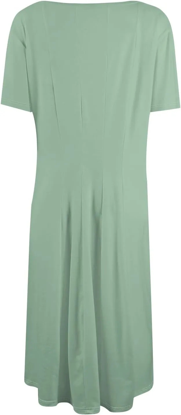 Summer Dresses for Women 2025 Beach Vacation Spring Clothes Short Sleeve Round Neck Fashion Midi Dress
