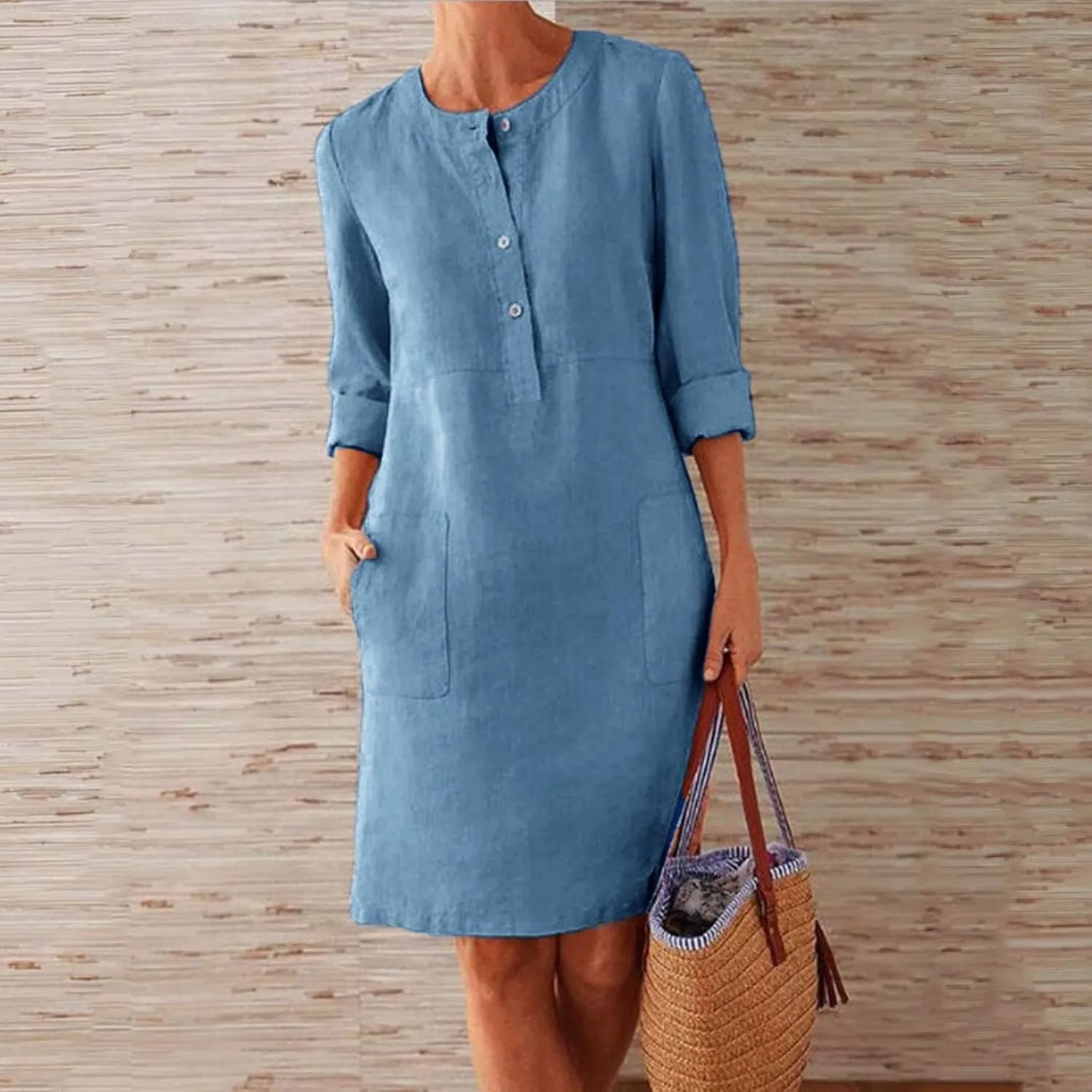 Summer Dresses for Women Fashion Casual Button Down Denim Midi Dress Short Sleeve Collar Trendy Spring Clothes S-3XL