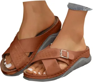 Summer Sandals for Women 2025 Dressy Comfortable Wedge Sandals Breathable Mesh Sports Sandal with Non-slip Sole Walking Shoes with Arch Support