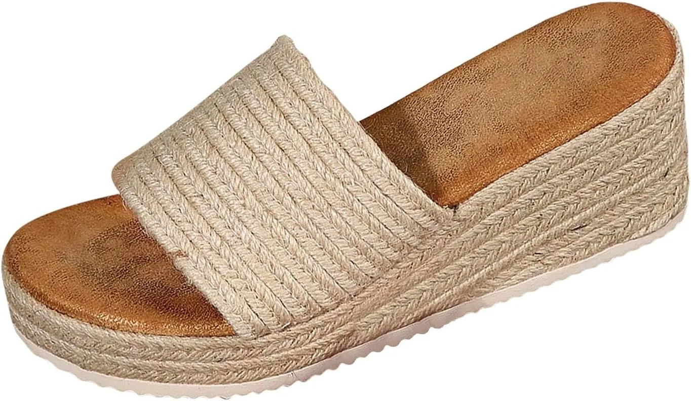 Summer Sandals for Women 2025 New Edge Espadrilles Beach Platform Sandals Comfortable Espadrilles Women's Outdoor Camping Walking Vacation Party Slides Shoes