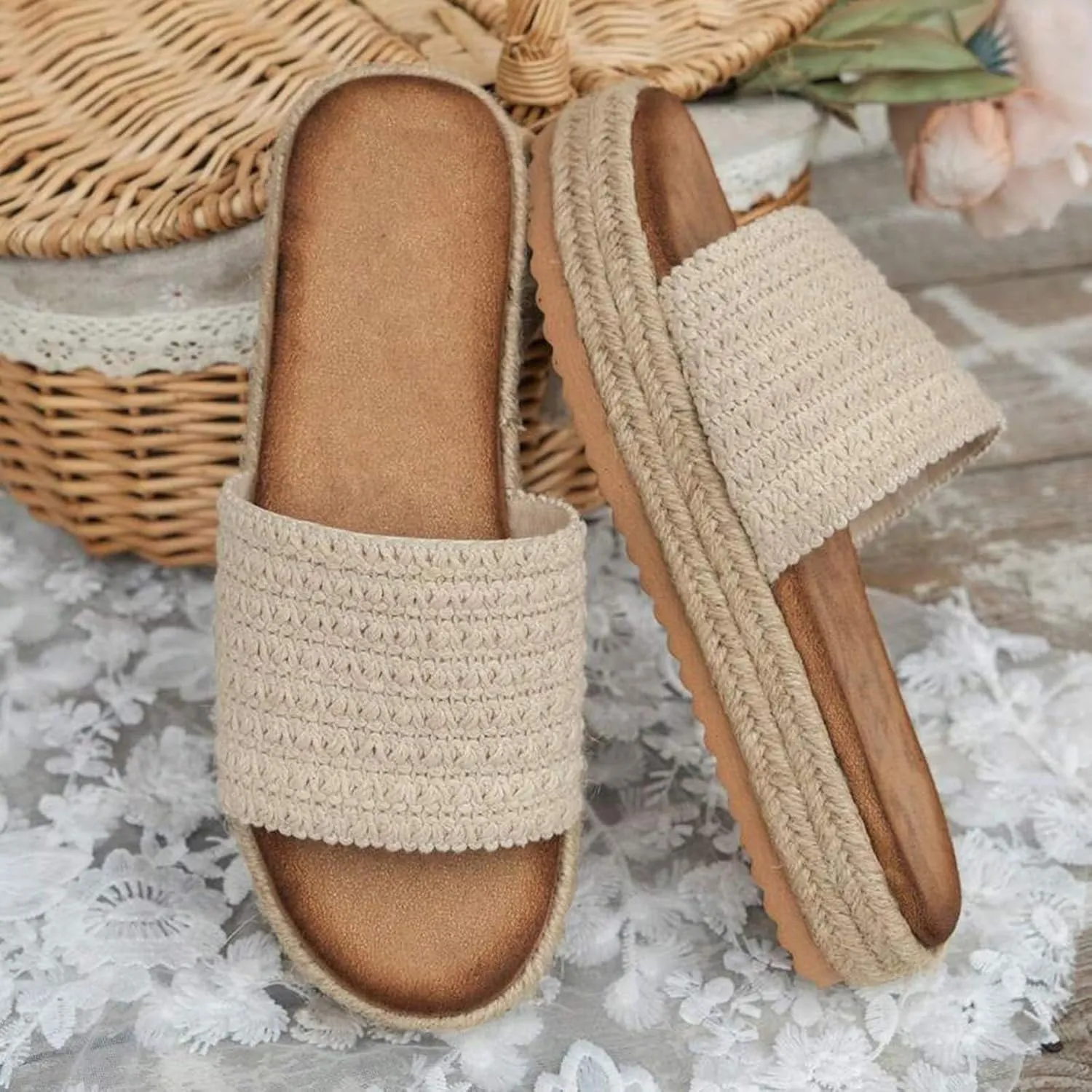 Summer Sandals for Women 2025 New Edge Espadrilles Beach Platform Sandals Comfortable Espadrilles Women's Outdoor Camping Walking Vacation Party Slides Shoes