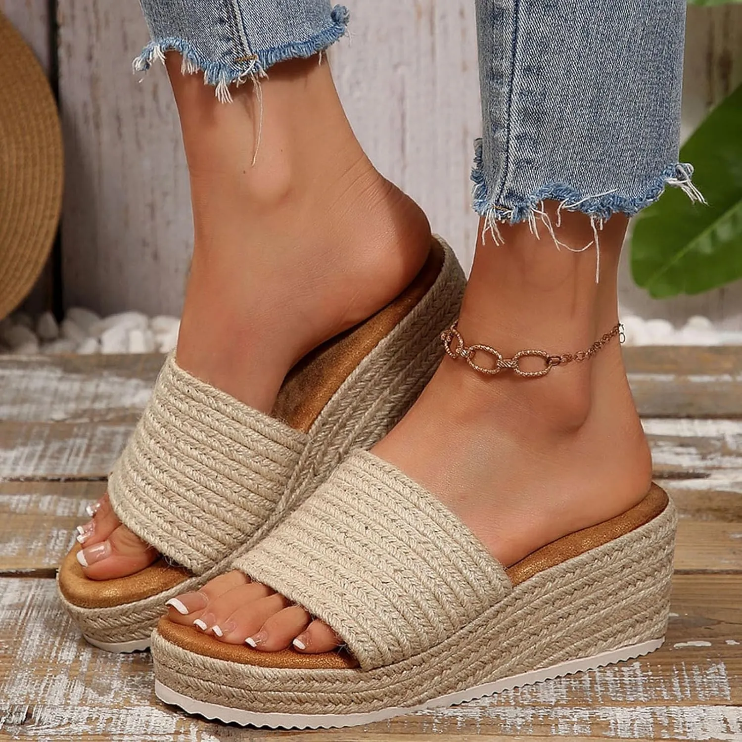 Summer Sandals for Women 2025 New Edge Espadrilles Beach Platform Sandals Comfortable Espadrilles Women's Outdoor Camping Walking Vacation Party Slides Shoes