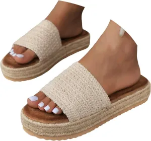 Summer Sandals for Women 2025 New Edge Espadrilles Beach Platform Sandals Comfortable Espadrilles Women's Outdoor Camping Walking Vacation Party Slides Shoes