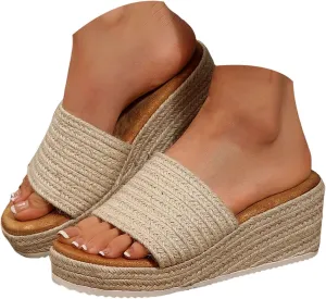 Summer Sandals for Women 2025 New Edge Espadrilles Beach Platform Sandals Comfortable Espadrilles Women's Outdoor Camping Walking Vacation Party Slides Shoes