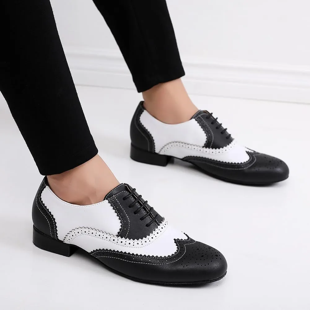 SWDZM Mens Leather Latin Dance Shoes Character Social Party Ballroom Dance Shoes