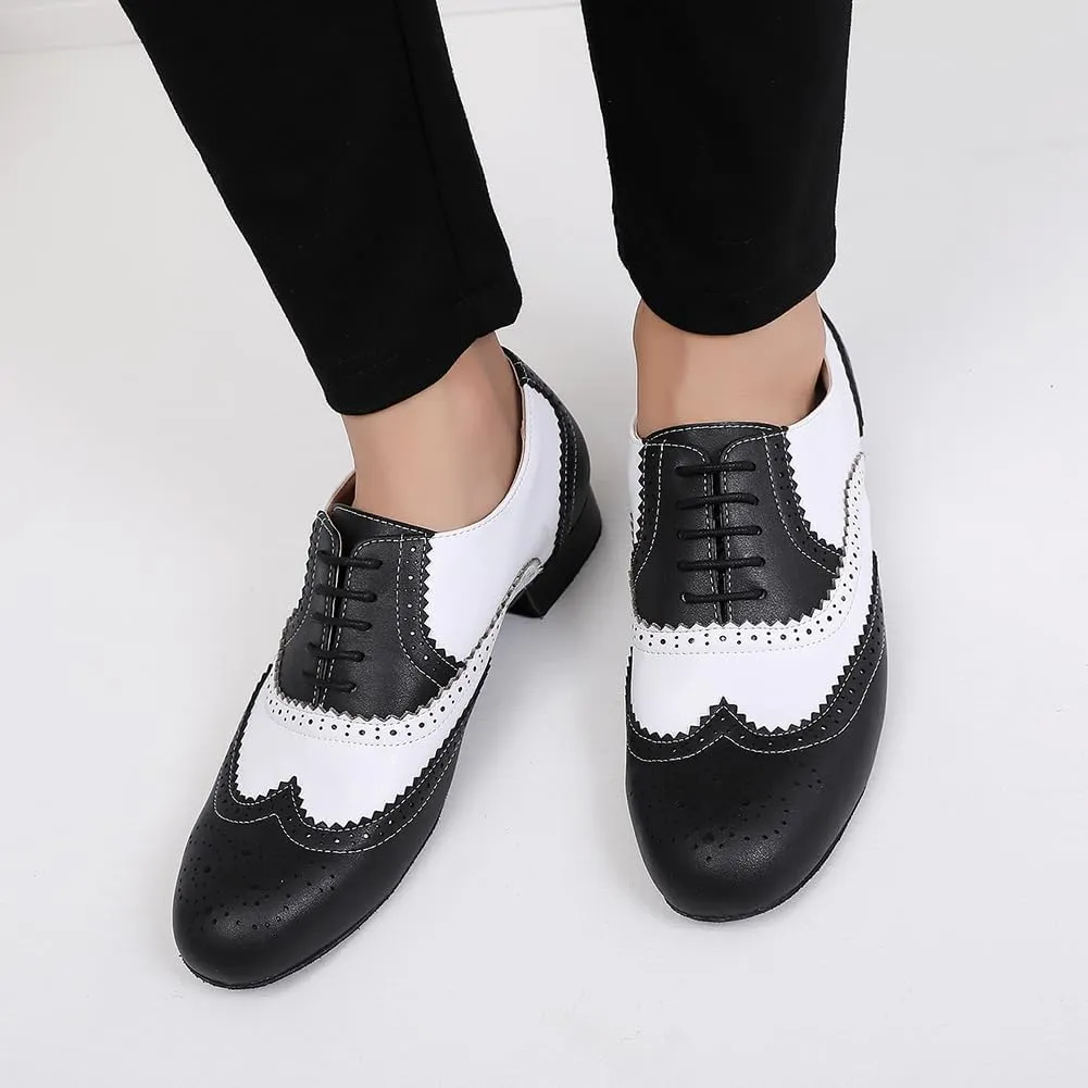 SWDZM Mens Leather Latin Dance Shoes Character Social Party Ballroom Dance Shoes