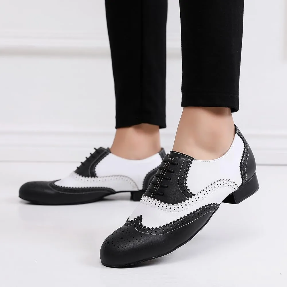 SWDZM Mens Leather Latin Dance Shoes Character Social Party Ballroom Dance Shoes