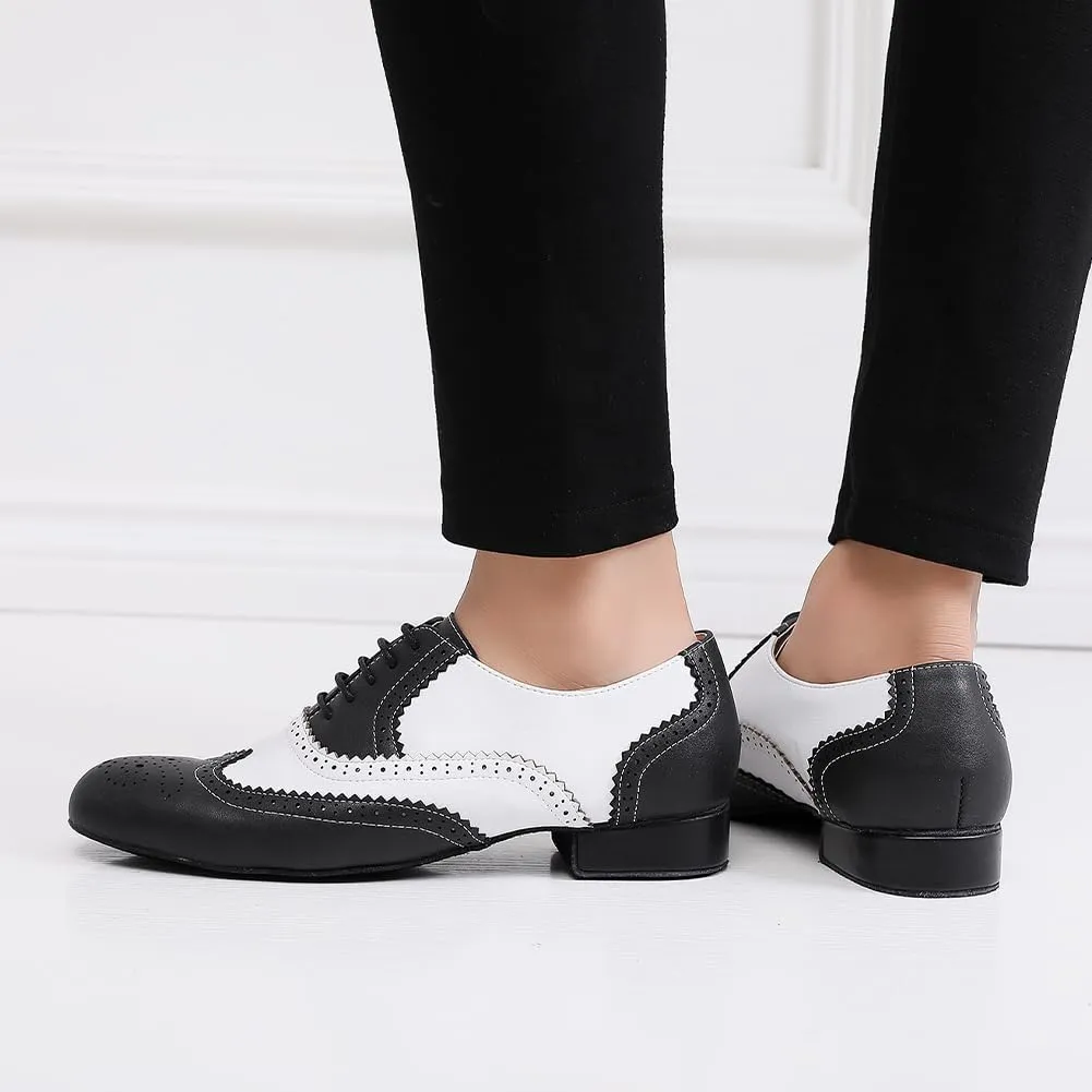 SWDZM Mens Leather Latin Dance Shoes Character Social Party Ballroom Dance Shoes
