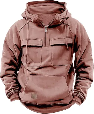 Tactical Hoodies for Men Military Quarter Zip Pullover Cargo Sweatshirts 1/4 Zip Pullover Lightweight with Pockets