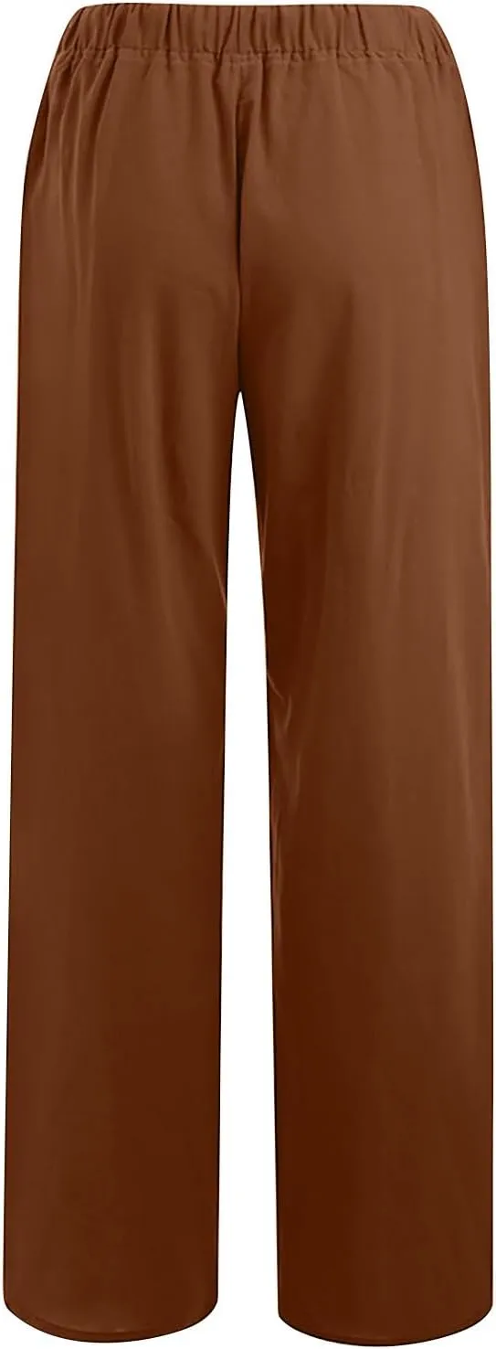 TARIENDY Women's Wide Leg Casual Pants Ladies Comfy Wide Leg Outfits Elastic Drawstring Pants high Waist Casual Trousers