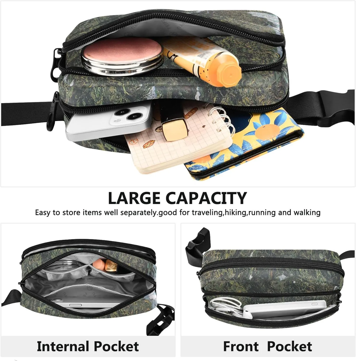 Vincent Vangogh Cypresses Print Fanny Packs Women Bright Colored Hip Pack Belt Pouch Waterproof Travel Waist Bag