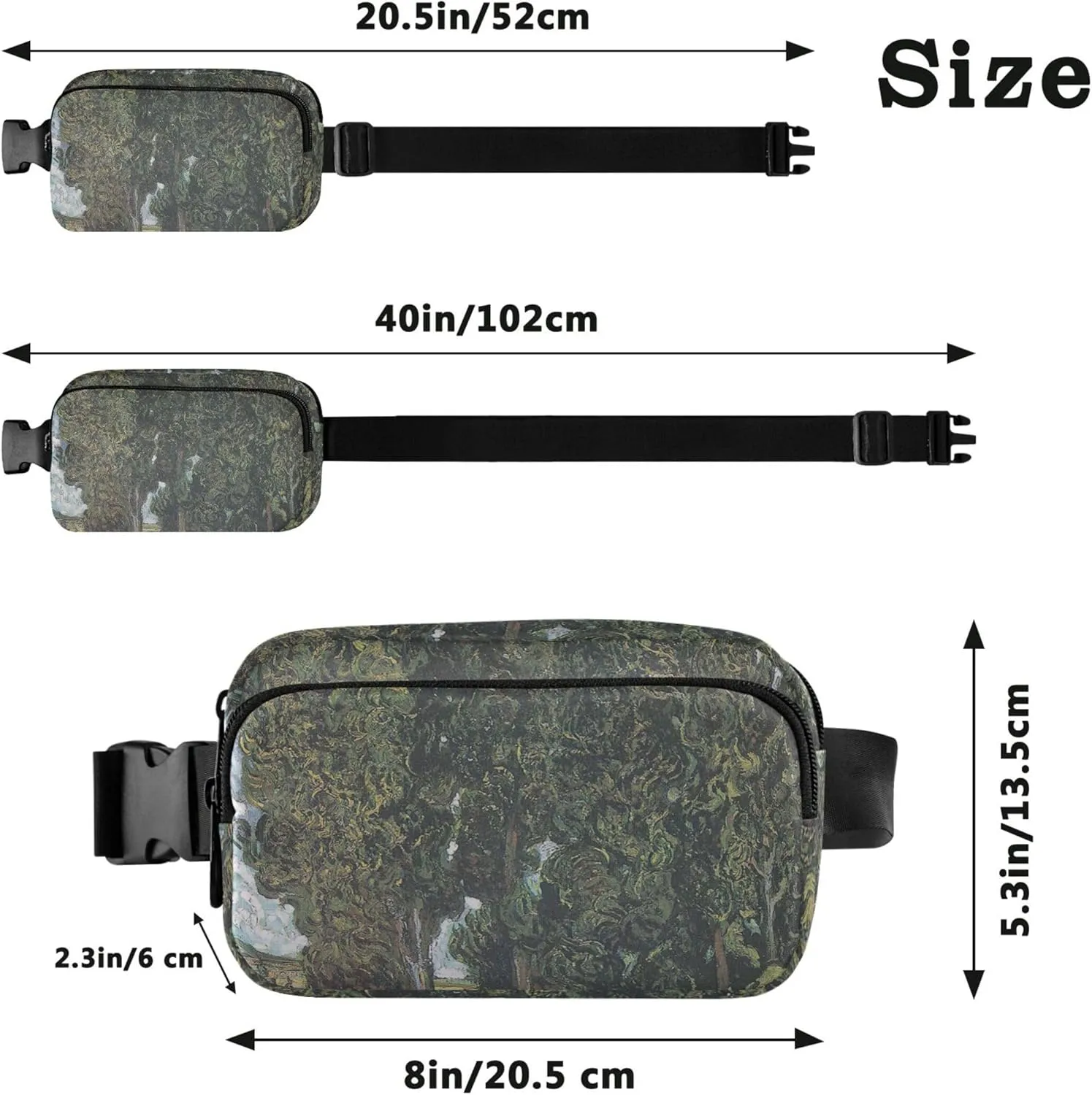 Vincent Vangogh Cypresses Print Fanny Packs Women Bright Colored Hip Pack Belt Pouch Waterproof Travel Waist Bag