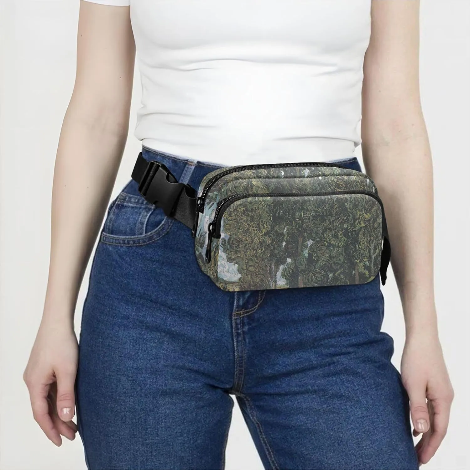 Vincent Vangogh Cypresses Print Fanny Packs Women Bright Colored Hip Pack Belt Pouch Waterproof Travel Waist Bag