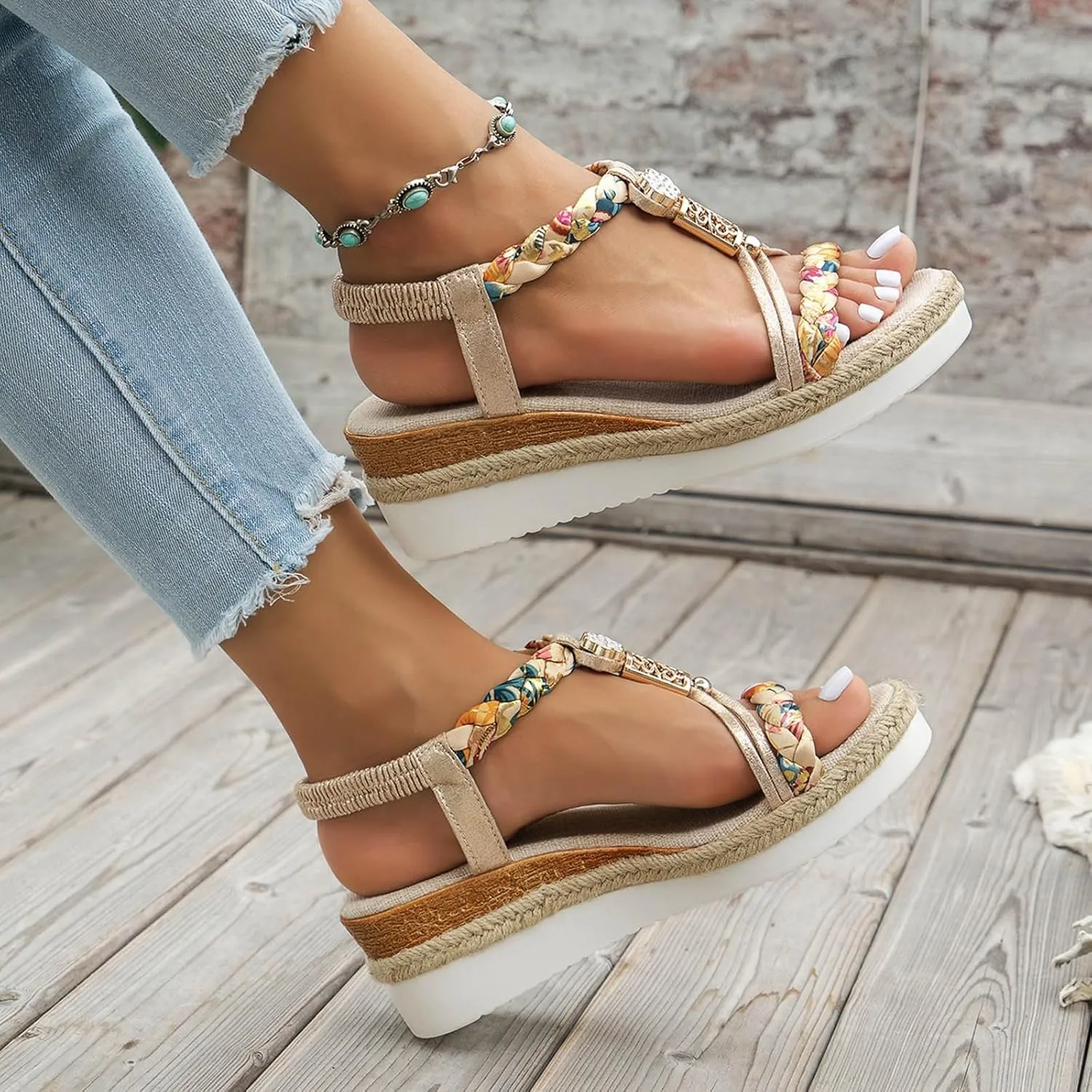 Wedge Sandals for Women Womens Wedge Sandals Summer Comfortable Walking Sandal Soft Beach Arch Support