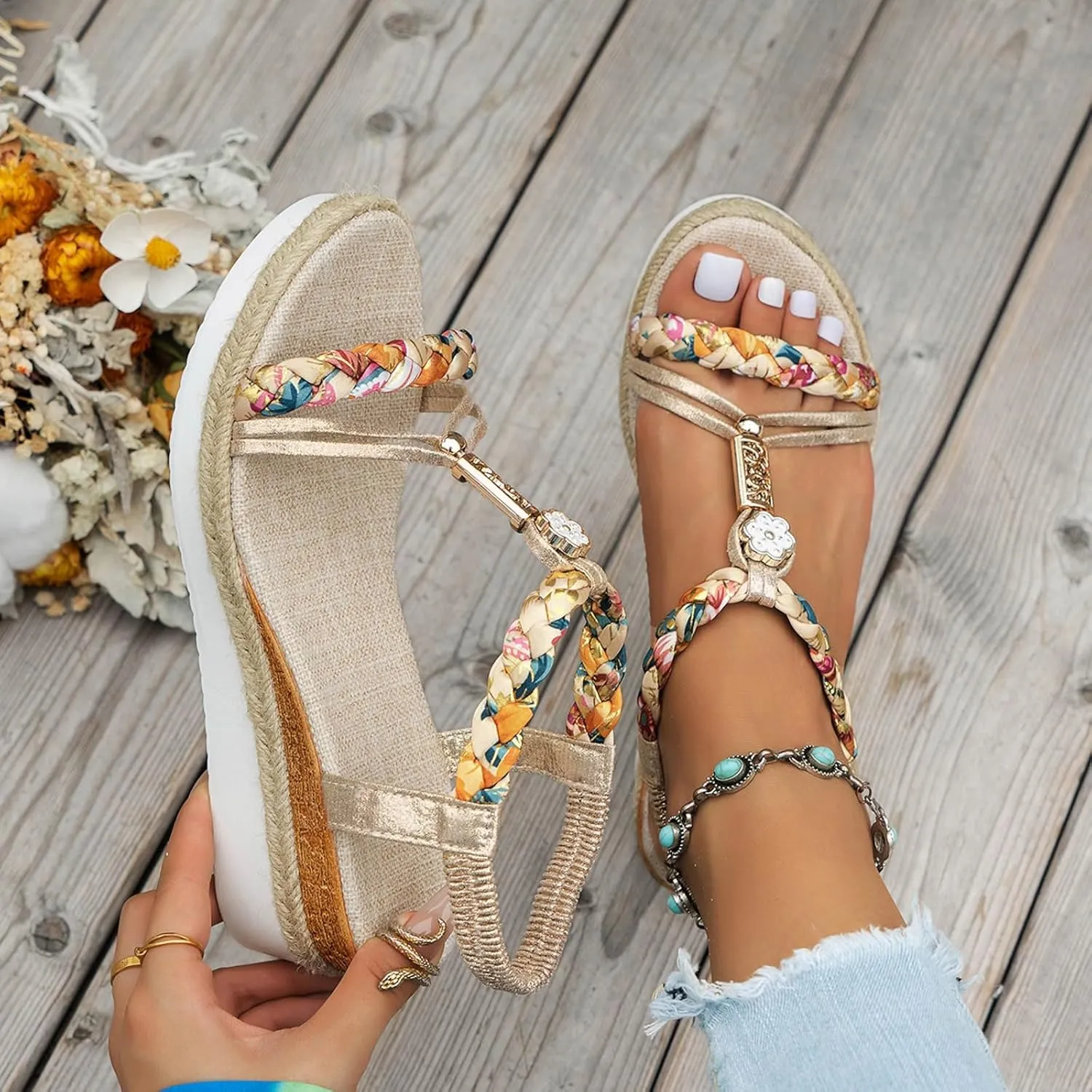 Wedge Sandals for Women Womens Wedge Sandals Summer Comfortable Walking Sandal Soft Beach Arch Support