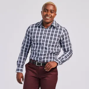 White and Green Plaid Point Collar Shirt