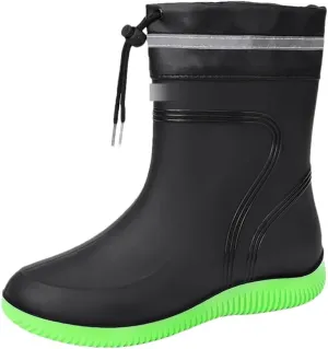 Wjnvfioo Men's Casual Waterproof Rain Boots Fashion Outdoor Fishing Shoes Work Ankle Boots Anti-Slip Water Shoes