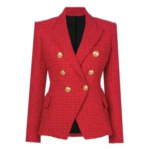 Women Blazer, Double Breast Blazer, Red