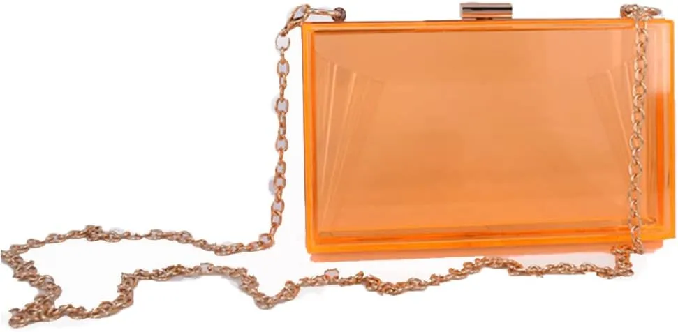 Women Evening Clutch Chain Bag Transparent Acrylic Shoulder Bags Purse