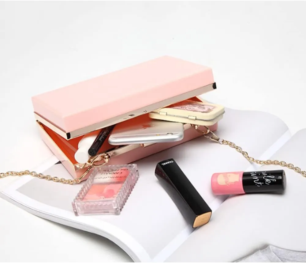 Women Evening Clutch Chain Bag Transparent Acrylic Shoulder Bags Purse