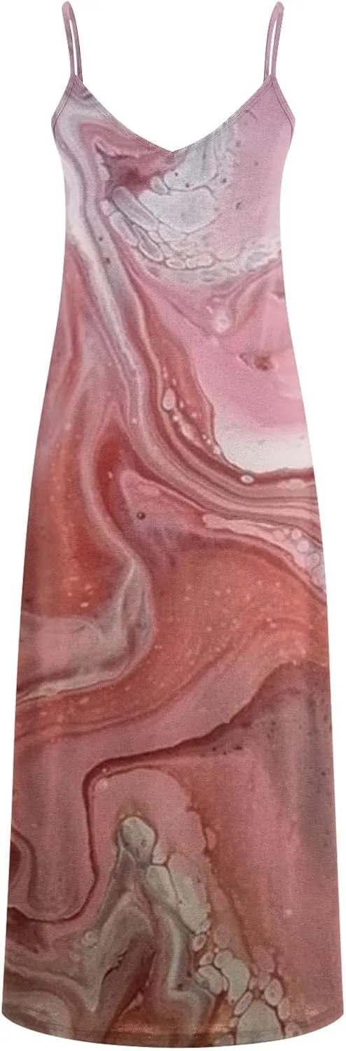 Women Plus Size Sling Dress Summer Boho Printed V Neck Sexy Casual Long Maxi Dress Loose Flowy Swing Dresses