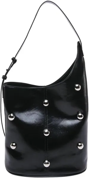 Women Trendy Shoulder Bag Large Capacity Riveted Bucket Bag Vintage Underarm Bag Satchel Purse Shopping Bag Travel Bag
