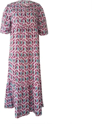 Women's Casual Dresses Loose Striped Floral Printed 2024 Swing Short Sleeve Round Maxi Dresses, S-3XL