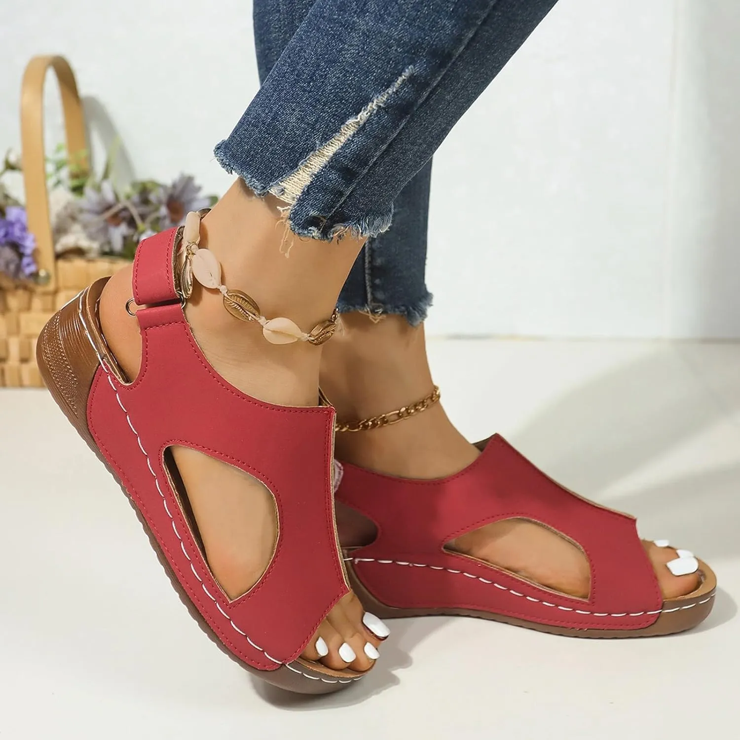Women's Comfortable Orthopedic Sandals Wedges Shoes For Women Sandals With Arch Support Comfortable Sandals Summer Casual Flip Yoga Sling Sandals