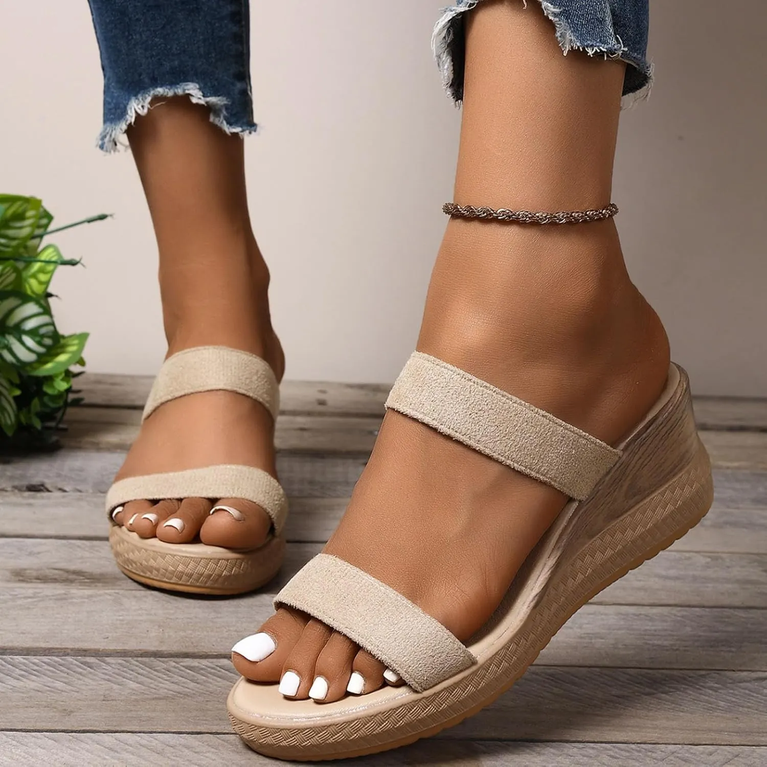 Women's Comfortable Slide Sandals Arch Support Walking Platform Sandals Orthopedic Womens Heel Size 8