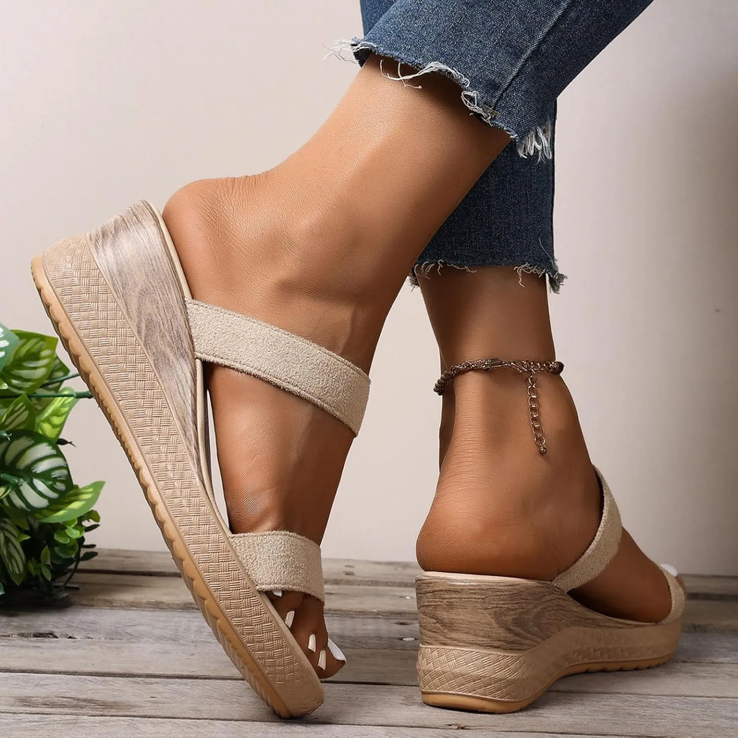 Women's Comfortable Slide Sandals Arch Support Walking Platform Sandals Orthopedic Womens Heel Size 8