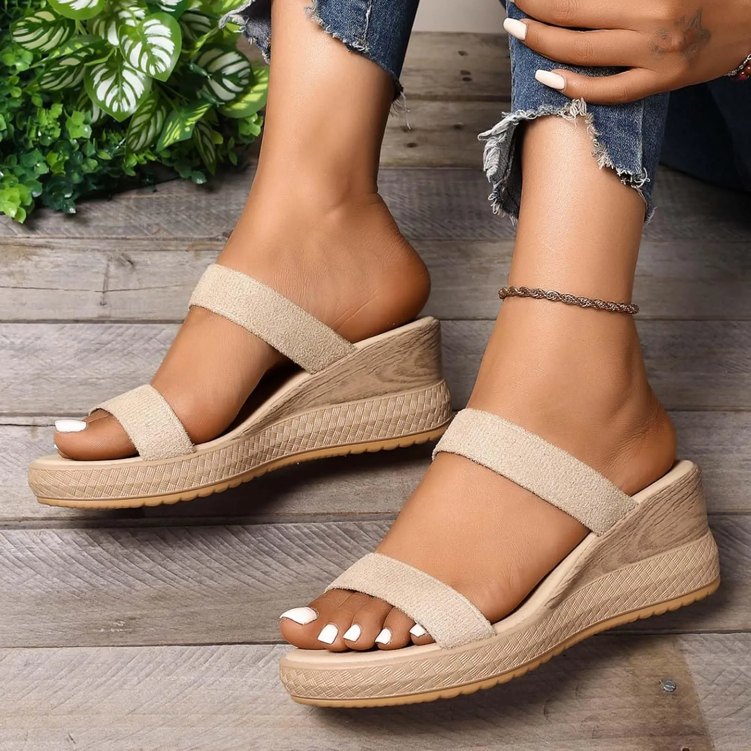Women's Comfortable Slide Sandals Arch Support Walking Platform Sandals Orthopedic Womens Heel Size 8