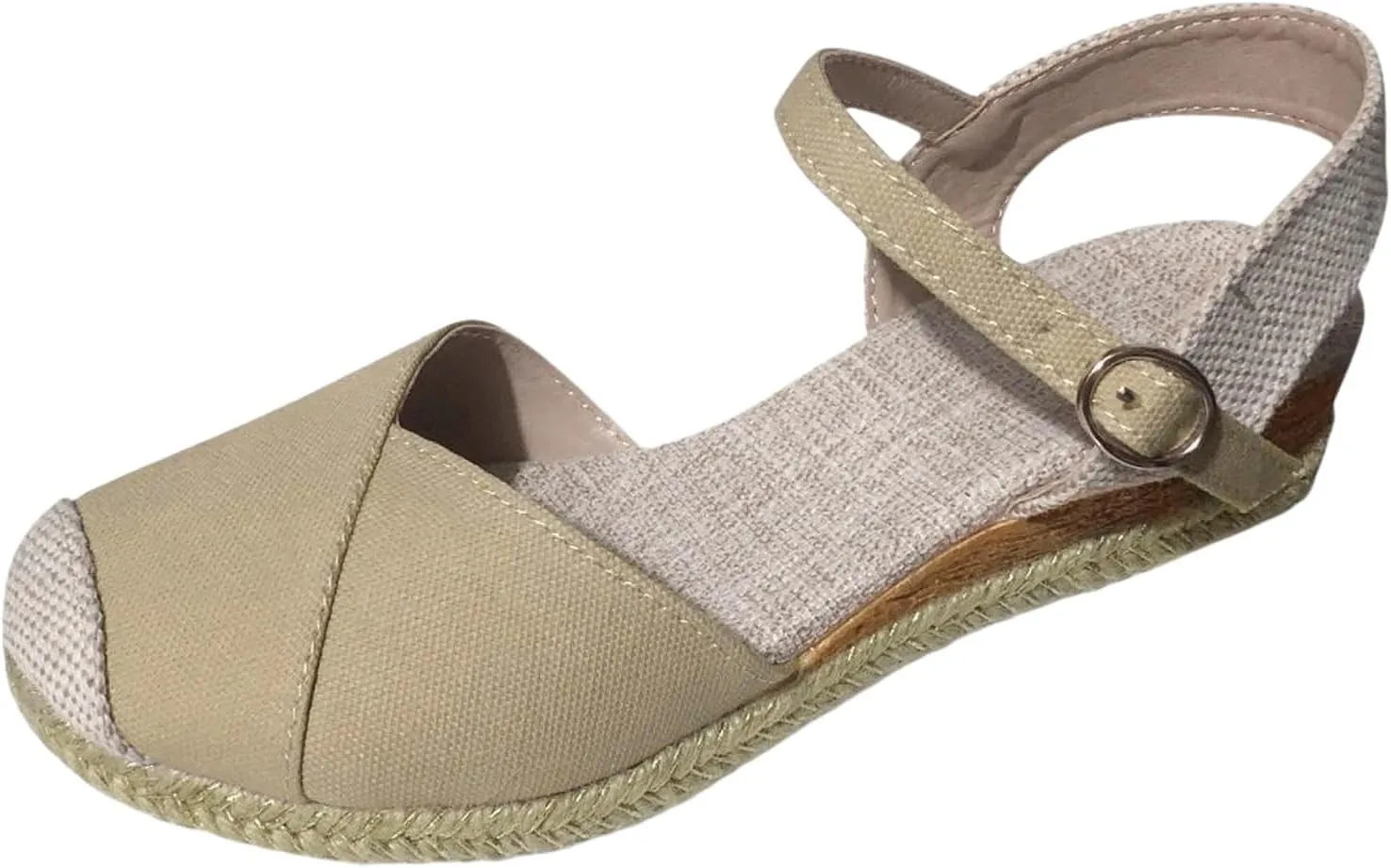 Womens Espadrilles Sandals Platform Closed Toe Ankle Strap Dressy Platform Wedge Sandals Casual Summer Beach Shoes
