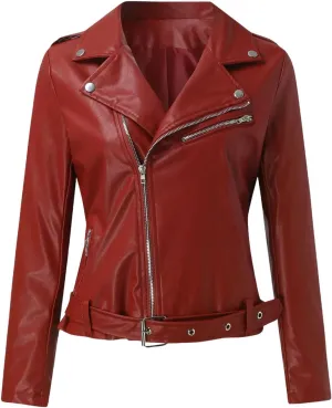 Women's Faux Leather jackets Slim Fit Outerwear Women's Casual Loose Motorcycle jackets Women's Short jackets Outerwear