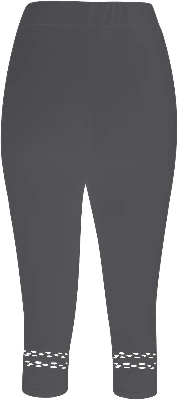 Womens Fitness Athletic Leggings Workout High Waist Yoga Capri Pants Stretch Hollow Cropped Trouser Gym Running Bottoms