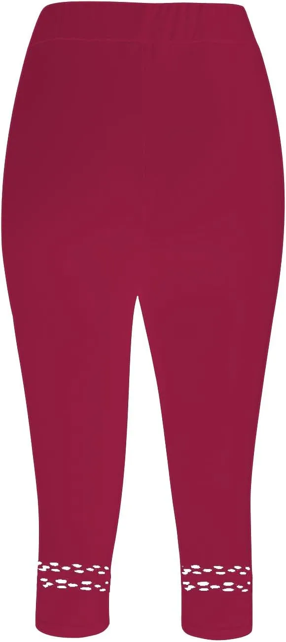 Womens Fitness Athletic Leggings Workout High Waist Yoga Capri Pants Stretch Hollow Cropped Trouser Gym Running Bottoms