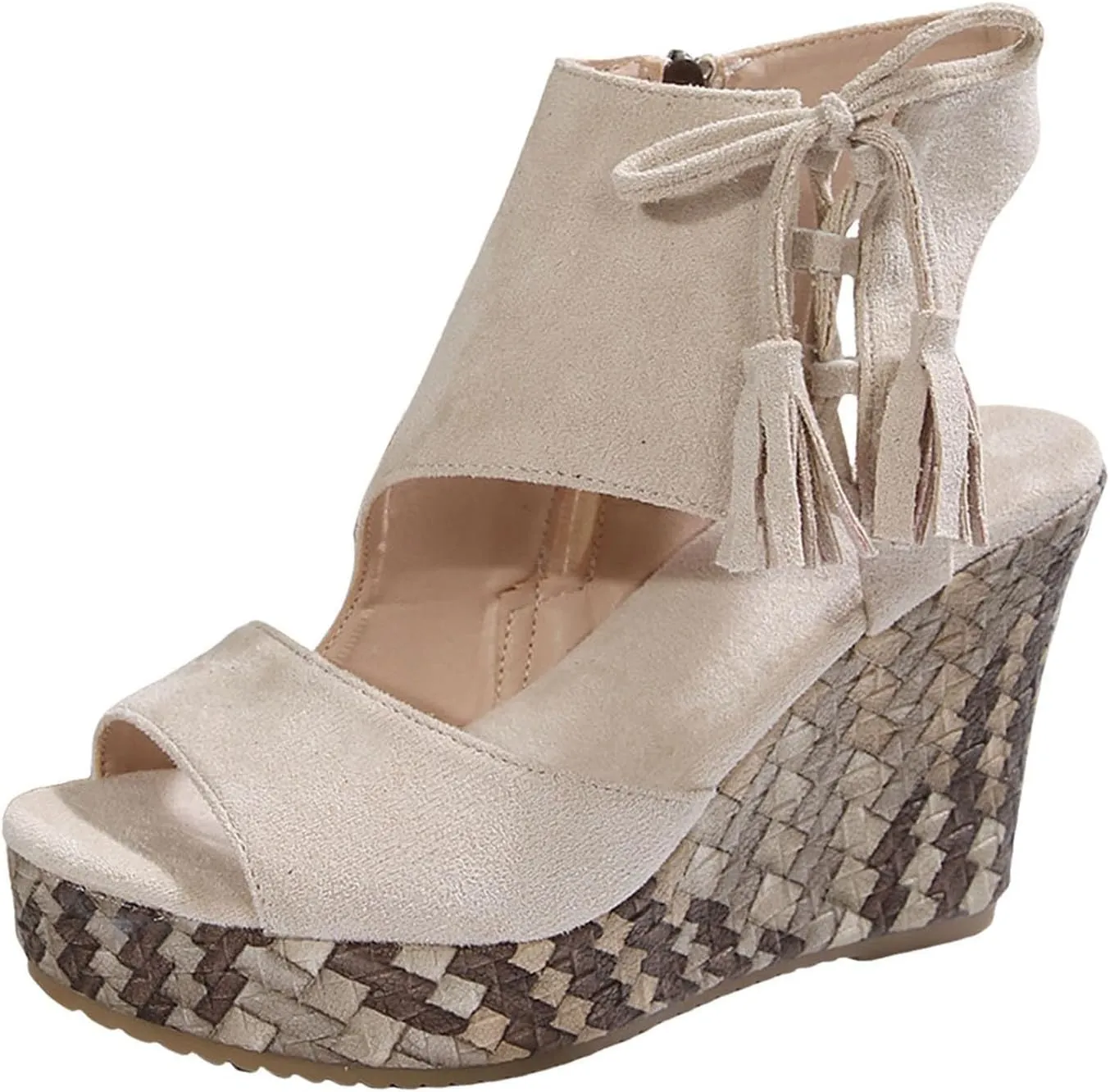 Womens High Wedge Sandals Comfortable Dressy Ankle Strap Platform Shoes Slip On Walking Driving Shoes Boho Beach Summer Sandals